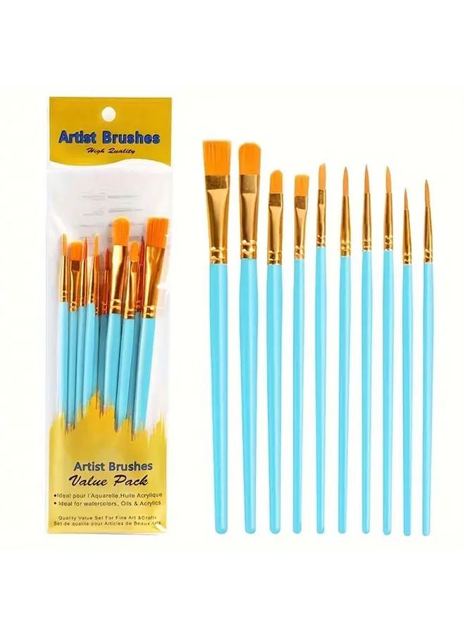10 Pcs White Paint Brush Set Professional For Acrylic Oil Watercolor Gouache - Image 4